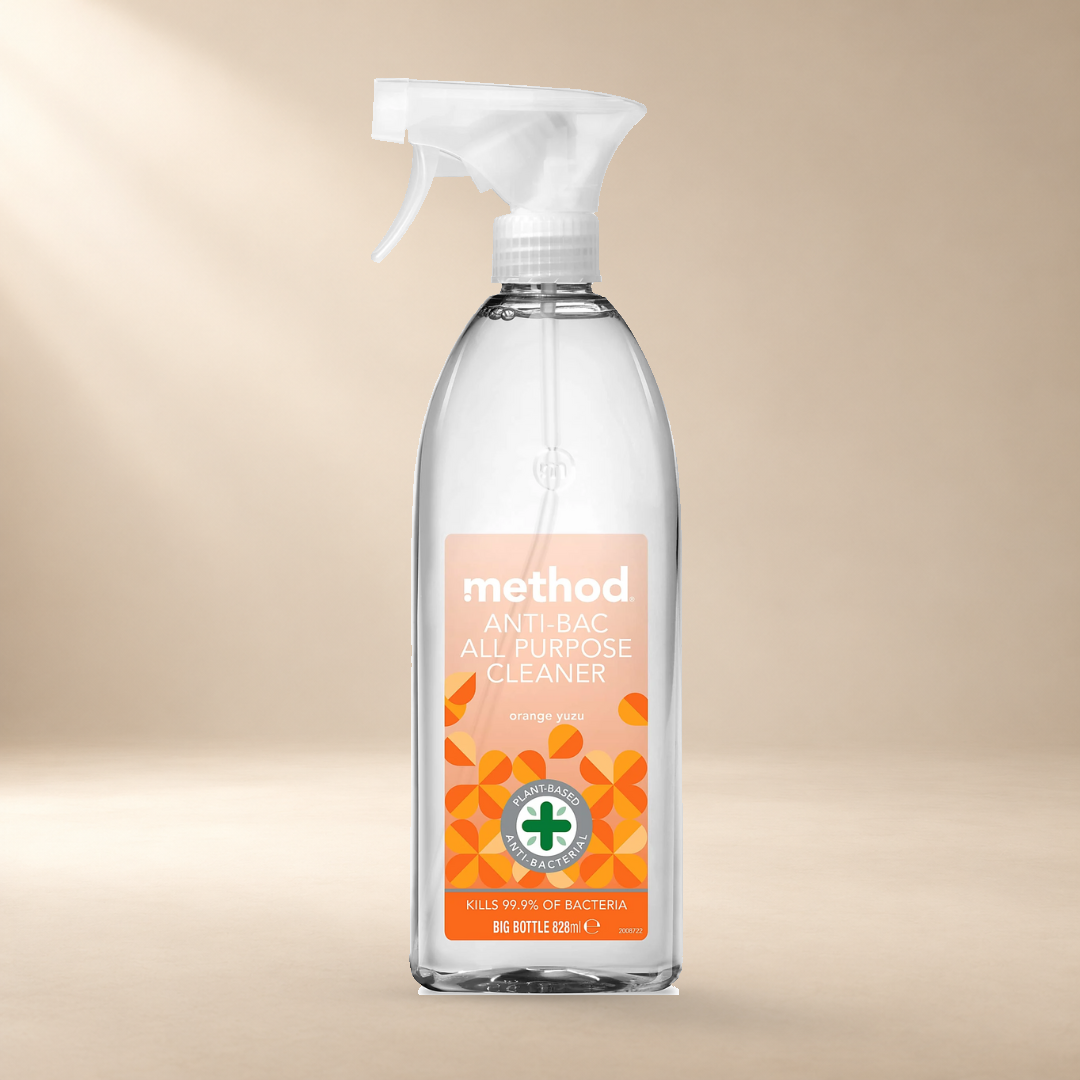 Method Anti-bac All Purpose Cleaner – Orange Yuzu 828ml – authentic product on warm cream studio background