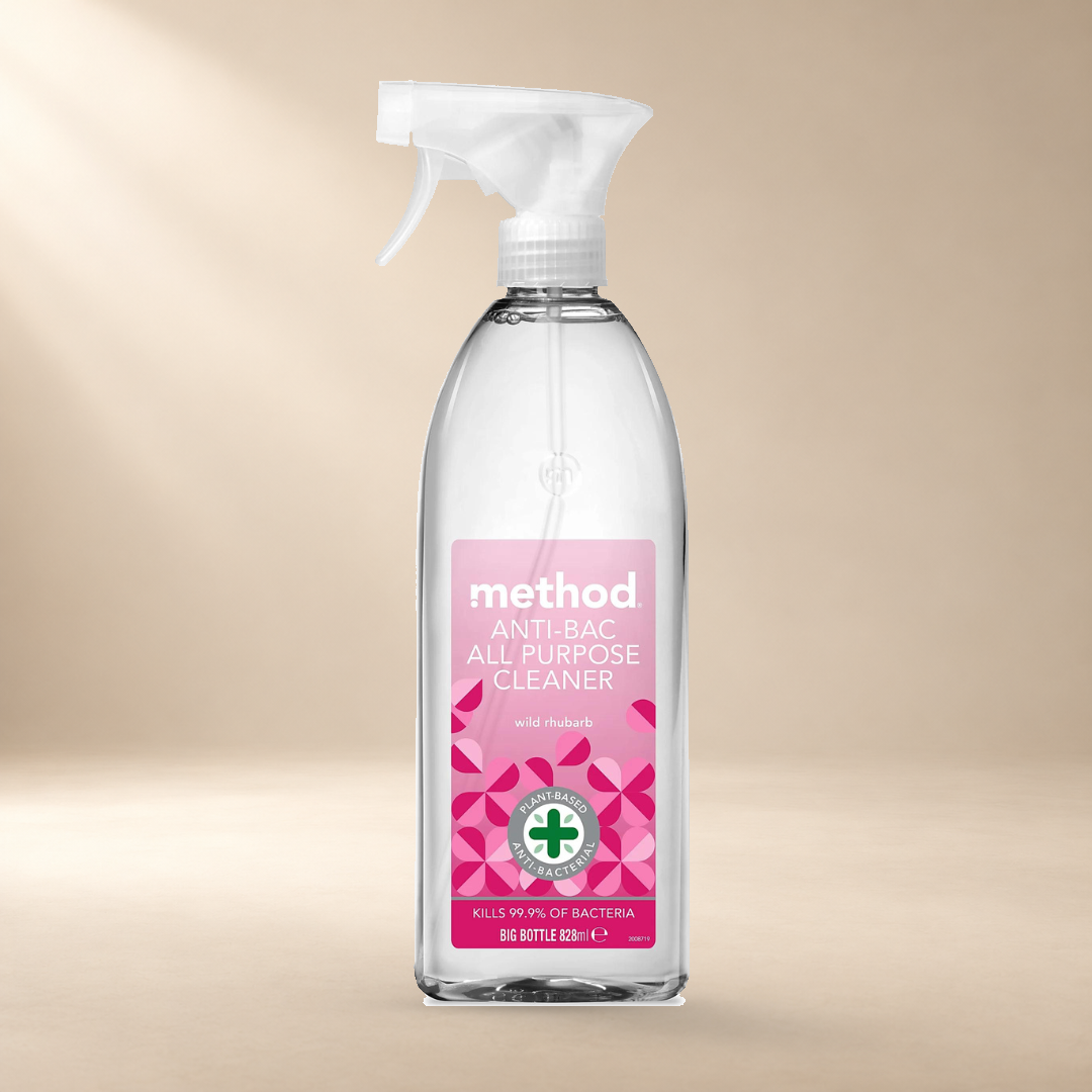 Method Anti-bac All Purpose Cleaner – Wild Rhubarb 828ml – authentic product on warm cream studio background