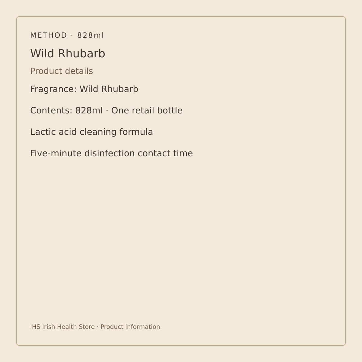 Method Anti-bac All Purpose Cleaner – Wild Rhubarb 828ml – pack size and product details