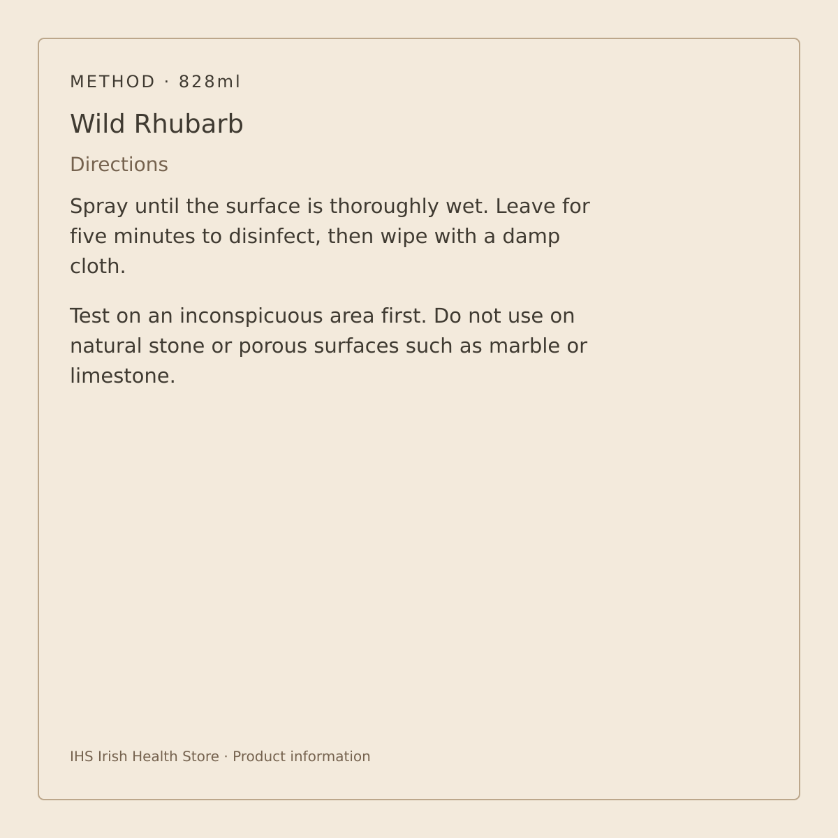 Method Anti-bac All Purpose Cleaner – Wild Rhubarb 828ml – directions and surface compatibility