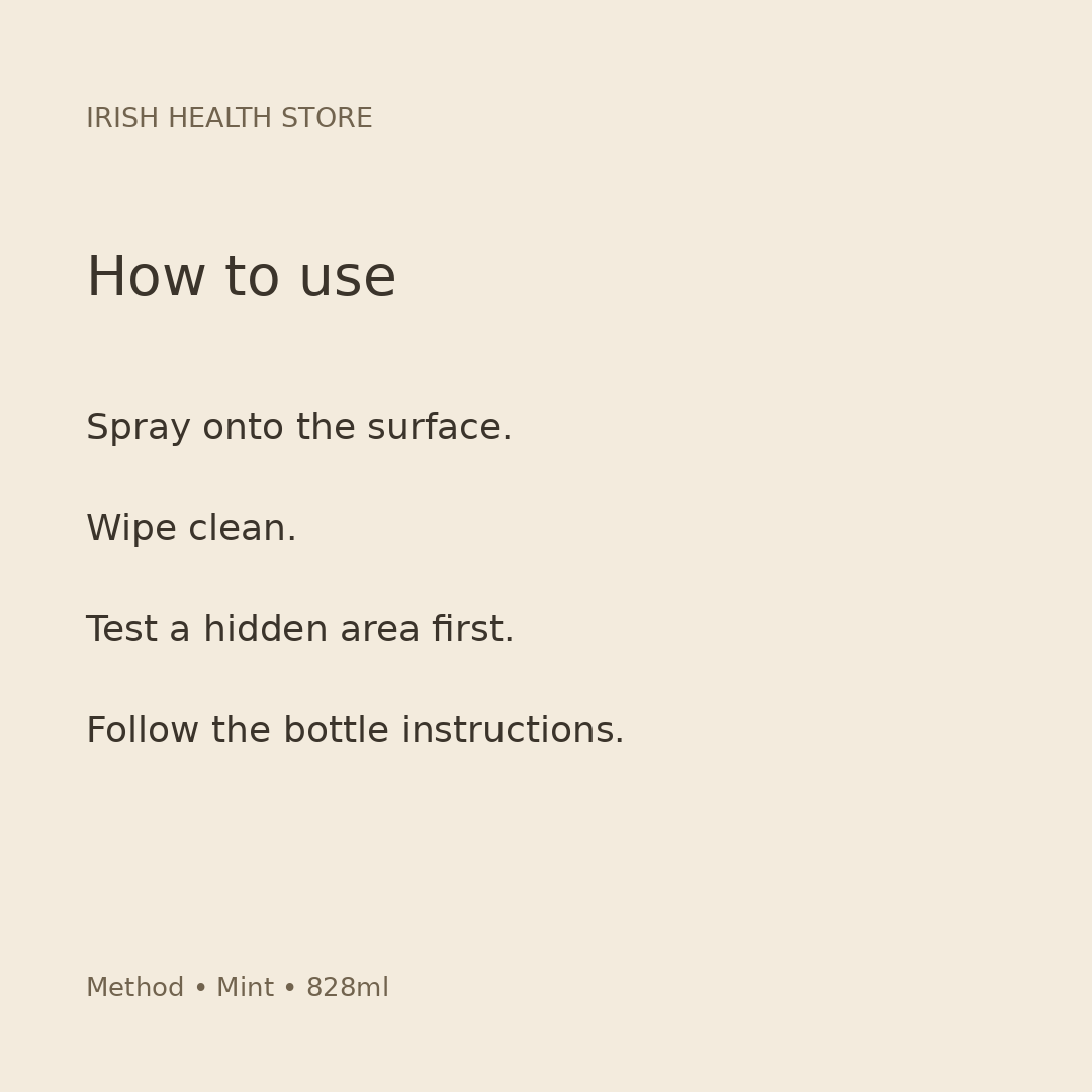 Method Glass & Surface Cleaner Mint 828ml — directions for use
