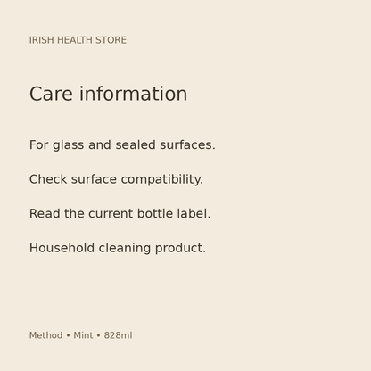 Method Glass & Surface Cleaner Mint 828ml — care information