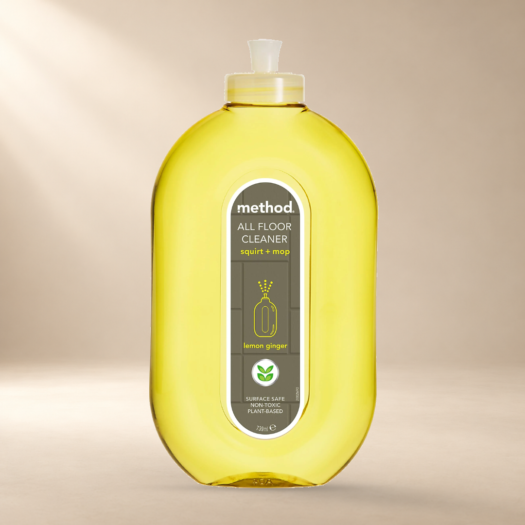 Method Hard Floor Cleaner – Lemon Ginger 739ml – authentic product on warm cream studio background