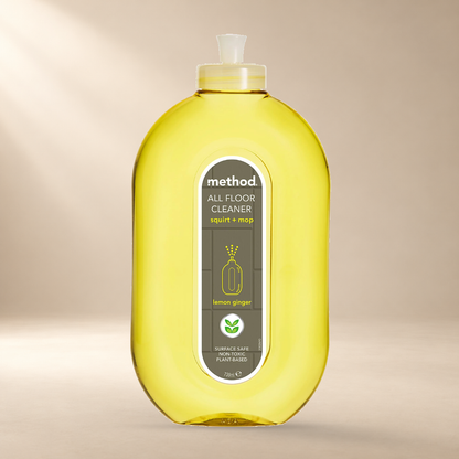 Method Hard Floor Cleaner – Lemon Ginger 739ml – authentic product on warm cream studio background