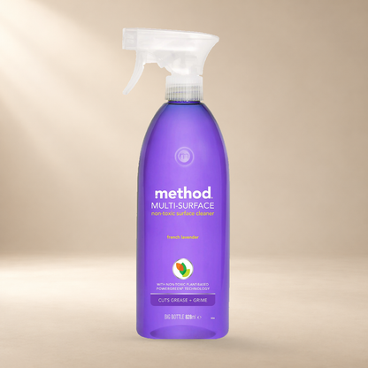 Method Multi-Surface Cleaner – French Lavender 828ml – authentic product on warm cream studio background
