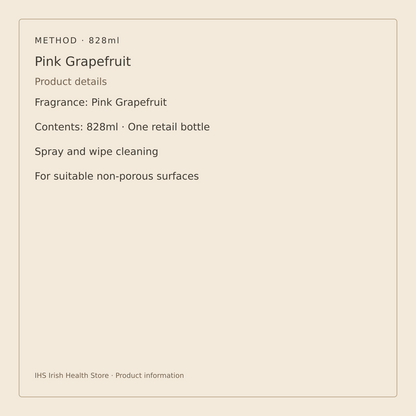 Method Multi-Surface Cleaner – Pink Grapefruit 828ml – pack size and product details