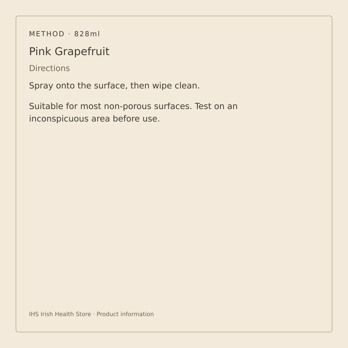 Method Multi-Surface Cleaner – Pink Grapefruit 828ml – directions and surface compatibility