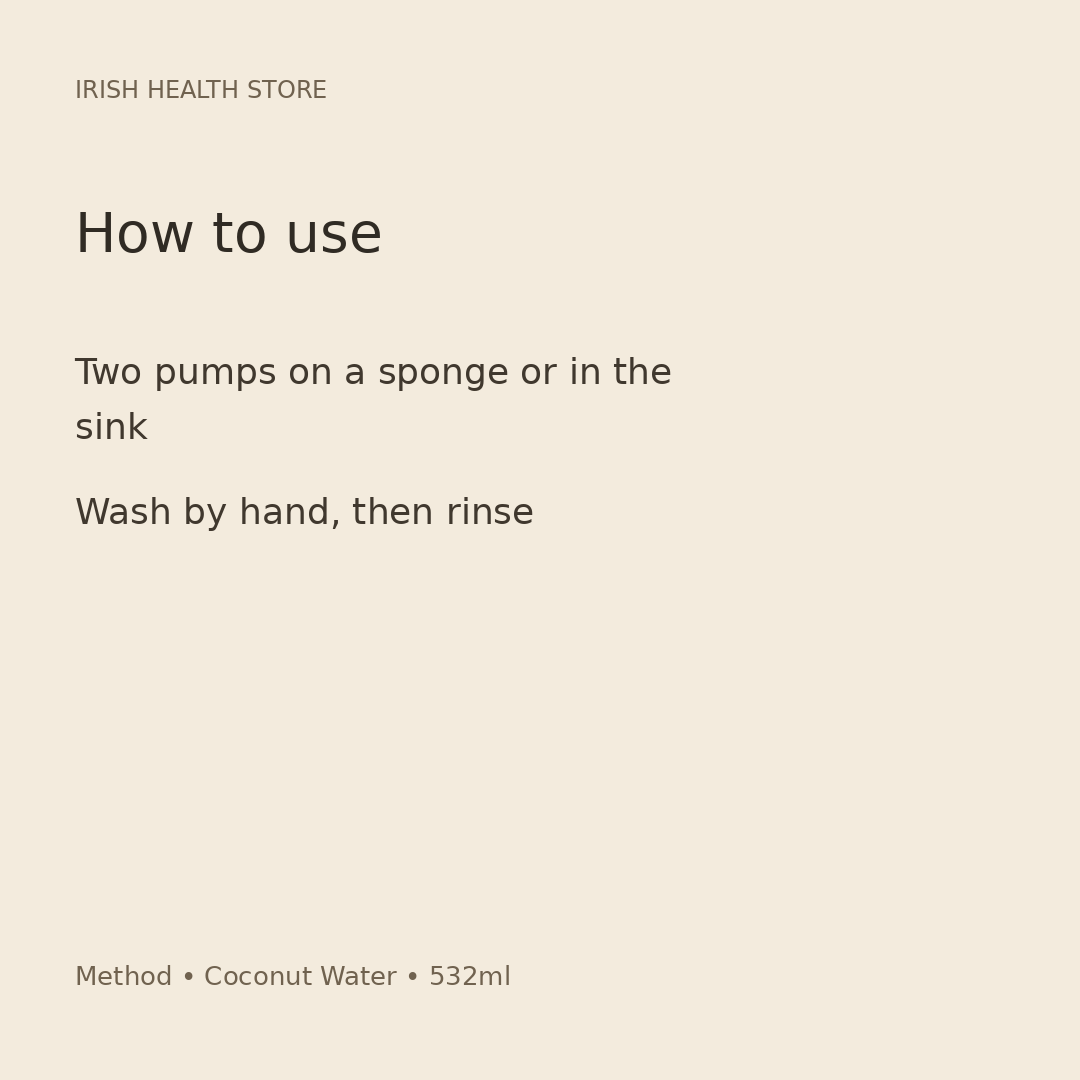 Method Washing Up Liquid – Coconut Water, 532ml directions