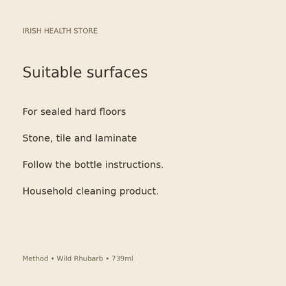 Method Wild Rhubarb floor cleaner suitable surfaces