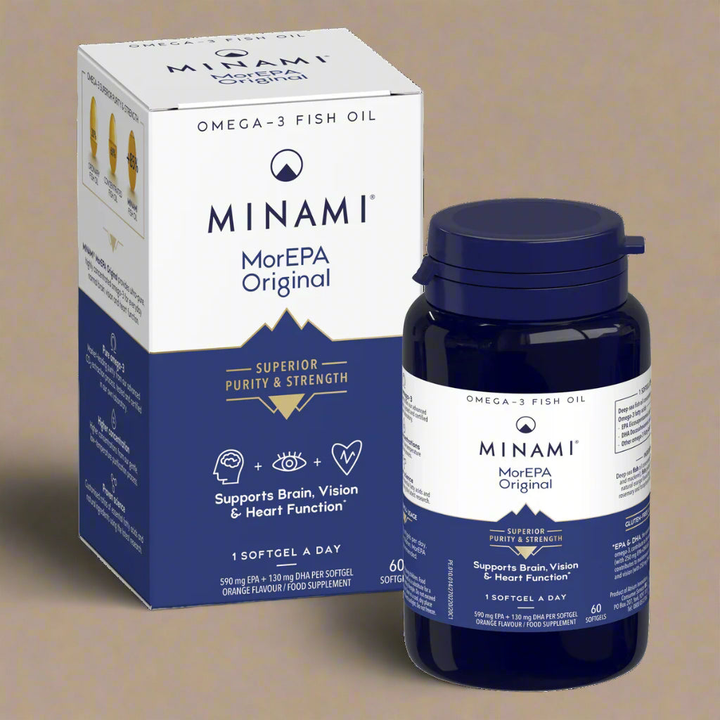 Front view of Minami MorEPA Original Omega-3 Supplement – 60 Capsules