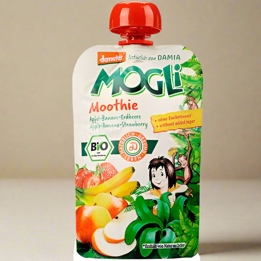 Mogli Organic Apple Banana Strawberry Smoothie 10 x 100g from Demeter farming