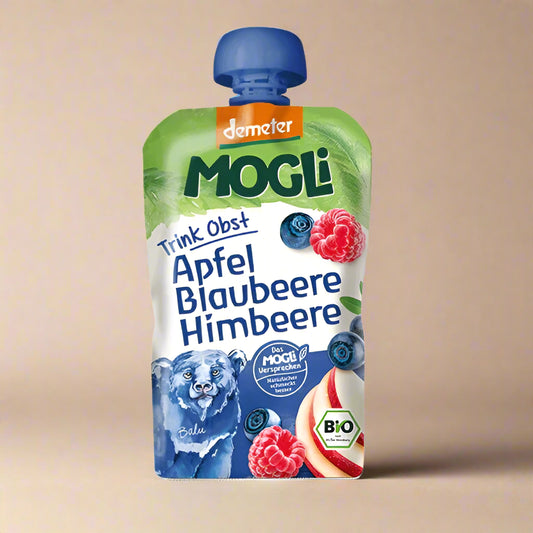 Mogli Organic Blueberry Raspberry Apple Smoothie 10 x 100g from Demeter farming