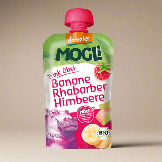 Mogli Organic Rhubarb Banana Raspberry Smoothie 10x100g – Front View
