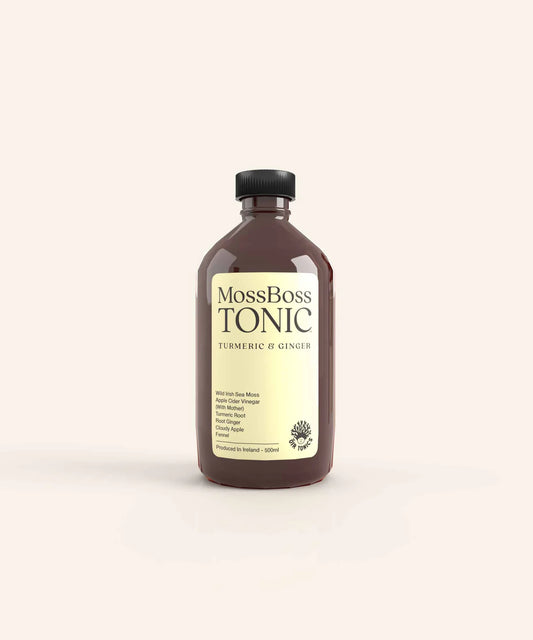 Oir Tonics Moss Boss Tonic Turmeric & Ginger – 500ml Organic Irish Sea Moss & Apple Cider Vinegar for gut health & immunity.
