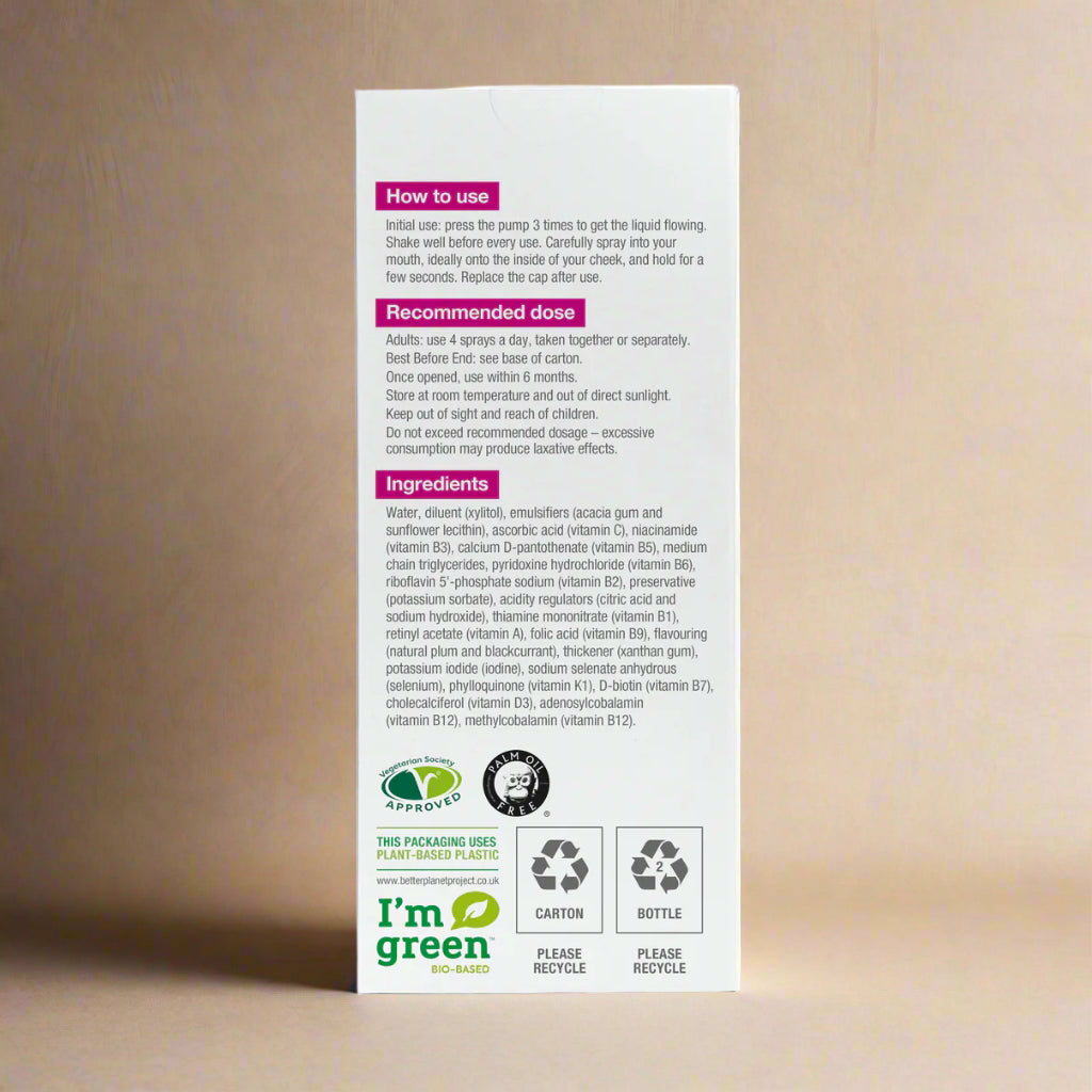 Multivitamin oral spray for immune support and energy