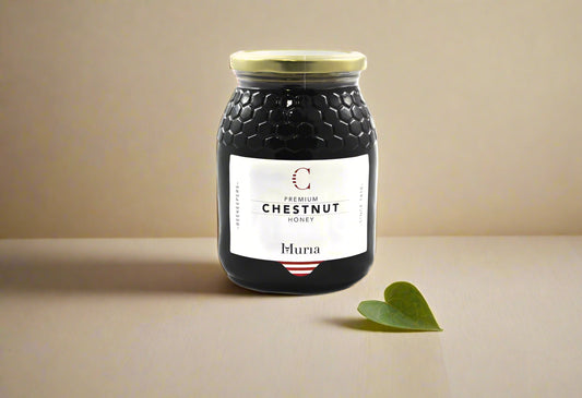Muria Chestnut Honey 1kg jar with floral and woody aroma