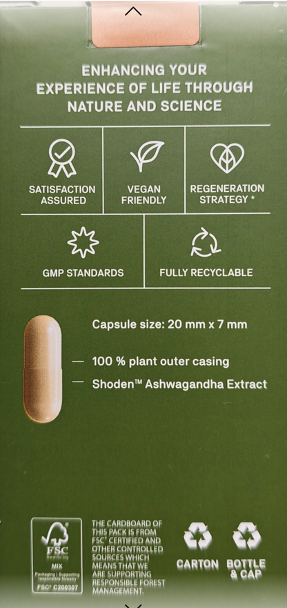 Back of Natroceutics Ashwagandha carton with packaging information
