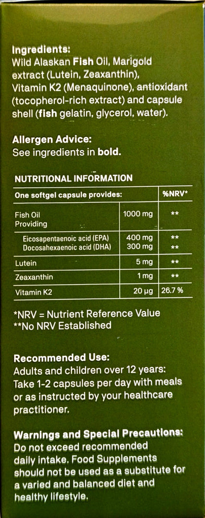 Natroceutics Omega 3 Fortified ingredients, nutrient amounts, directions and warnings on the carton