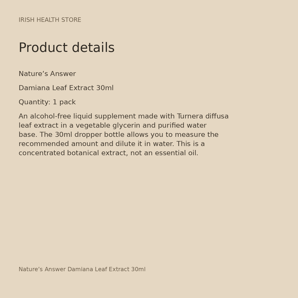 Nature’s Answer Damiana Leaf Extract 30ml product details