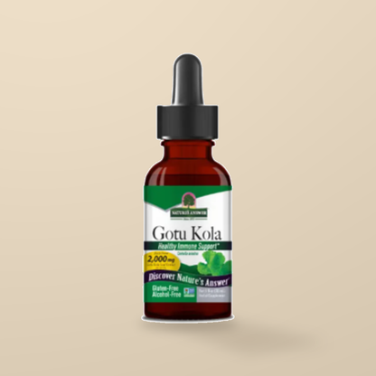 Nature’s Answer Gotu Kola Extract 30ml — original product packaging on warm beige background