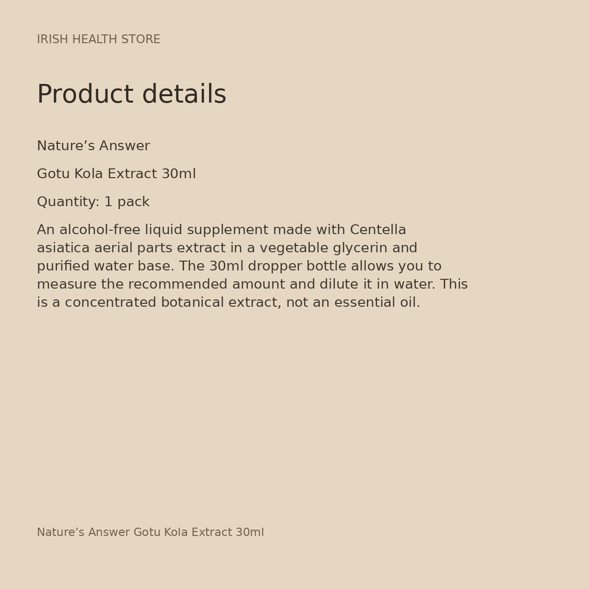 Nature’s Answer Gotu Kola Extract 30ml product details