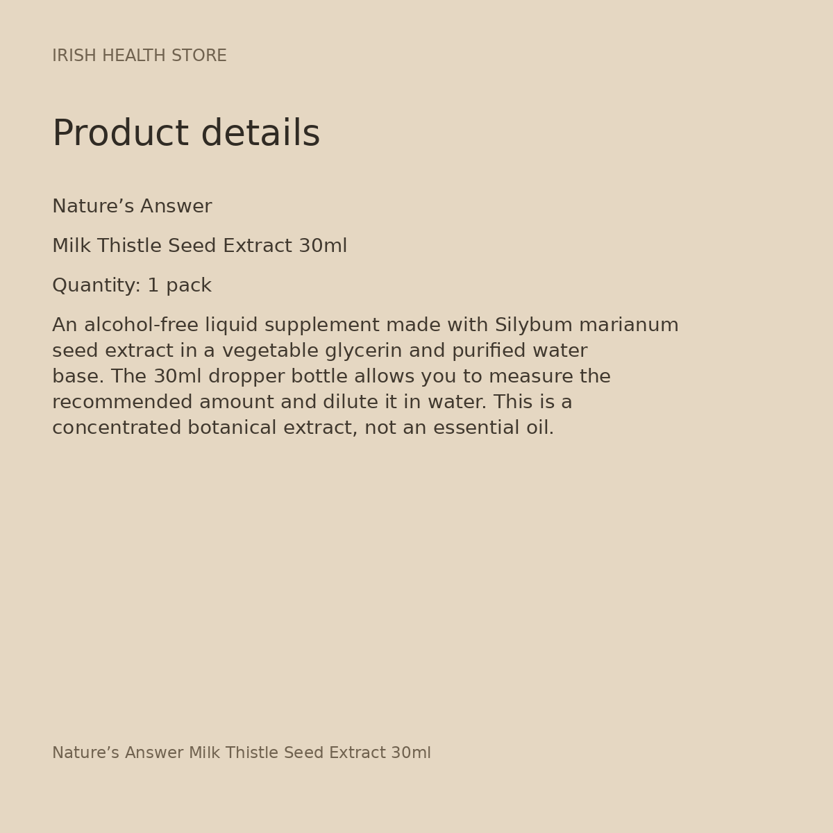 Nature’s Answer Milk Thistle Seed Extract 30ml product details