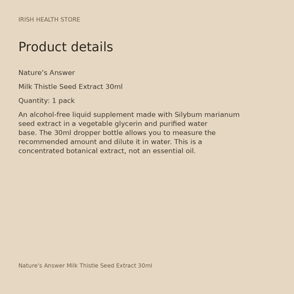 Nature’s Answer Milk Thistle Seed Extract 30ml product details