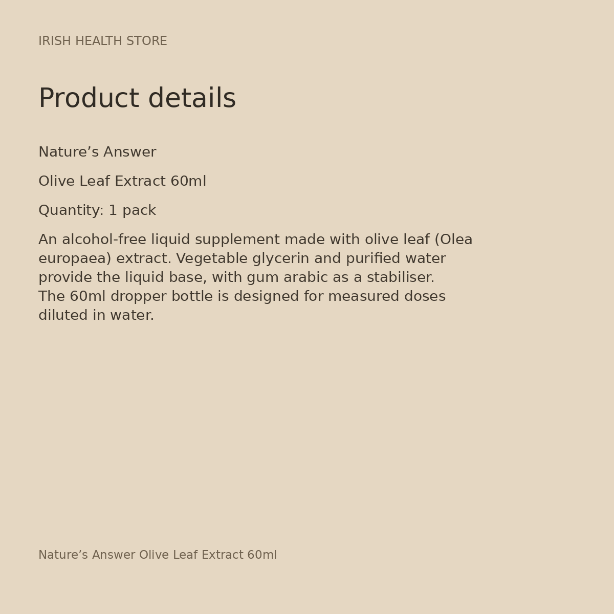 Nature’s Answer Olive Leaf Extract 60ml product details