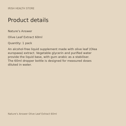 Nature’s Answer Olive Leaf Extract 60ml product details