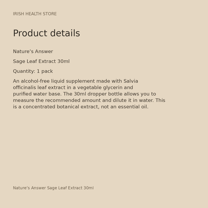 Nature’s Answer Sage Leaf Extract 30ml product details