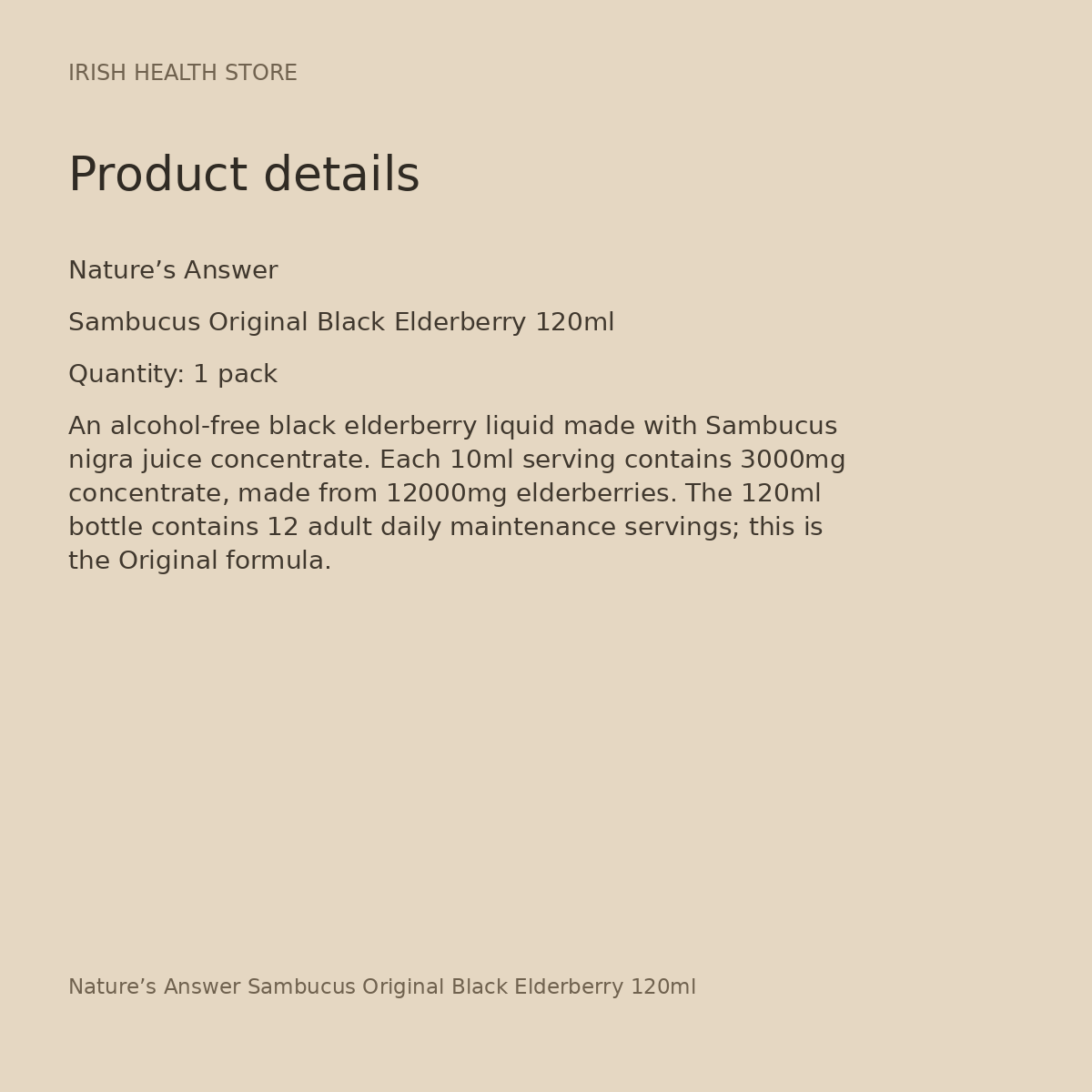Nature’s Answer Sambucus Original Black Elderberry 120ml product details