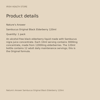 Nature’s Answer Sambucus Original Black Elderberry 120ml product details