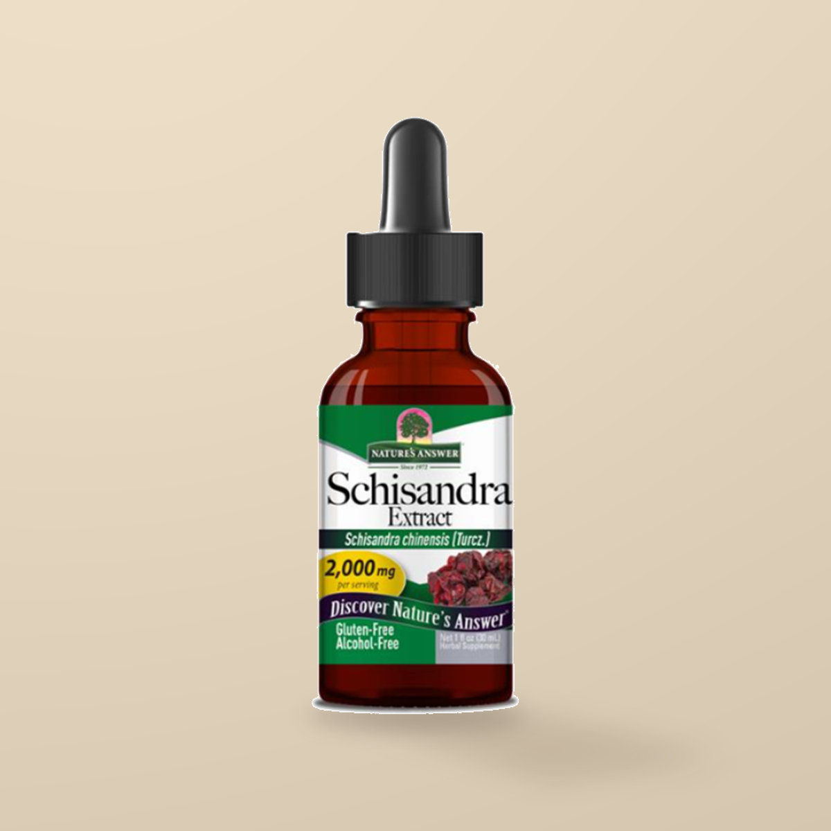 Nature’s Answer Schisandra Berry Extract 30ml — original product packaging on warm beige background