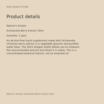 Nature’s Answer Schisandra Berry Extract 30ml product details