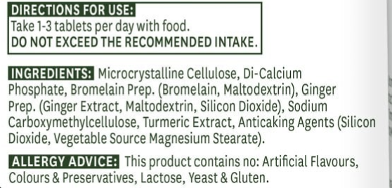 Product label with directions for use, ingredients, and allergy advice.