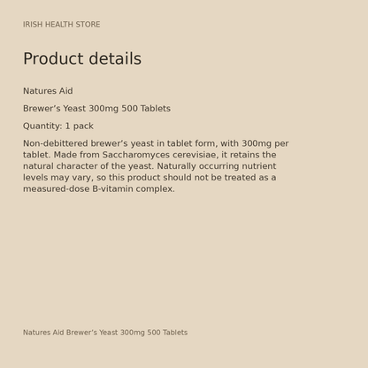 Natures Aid Brewer’s Yeast 300mg 500 Tablets product details