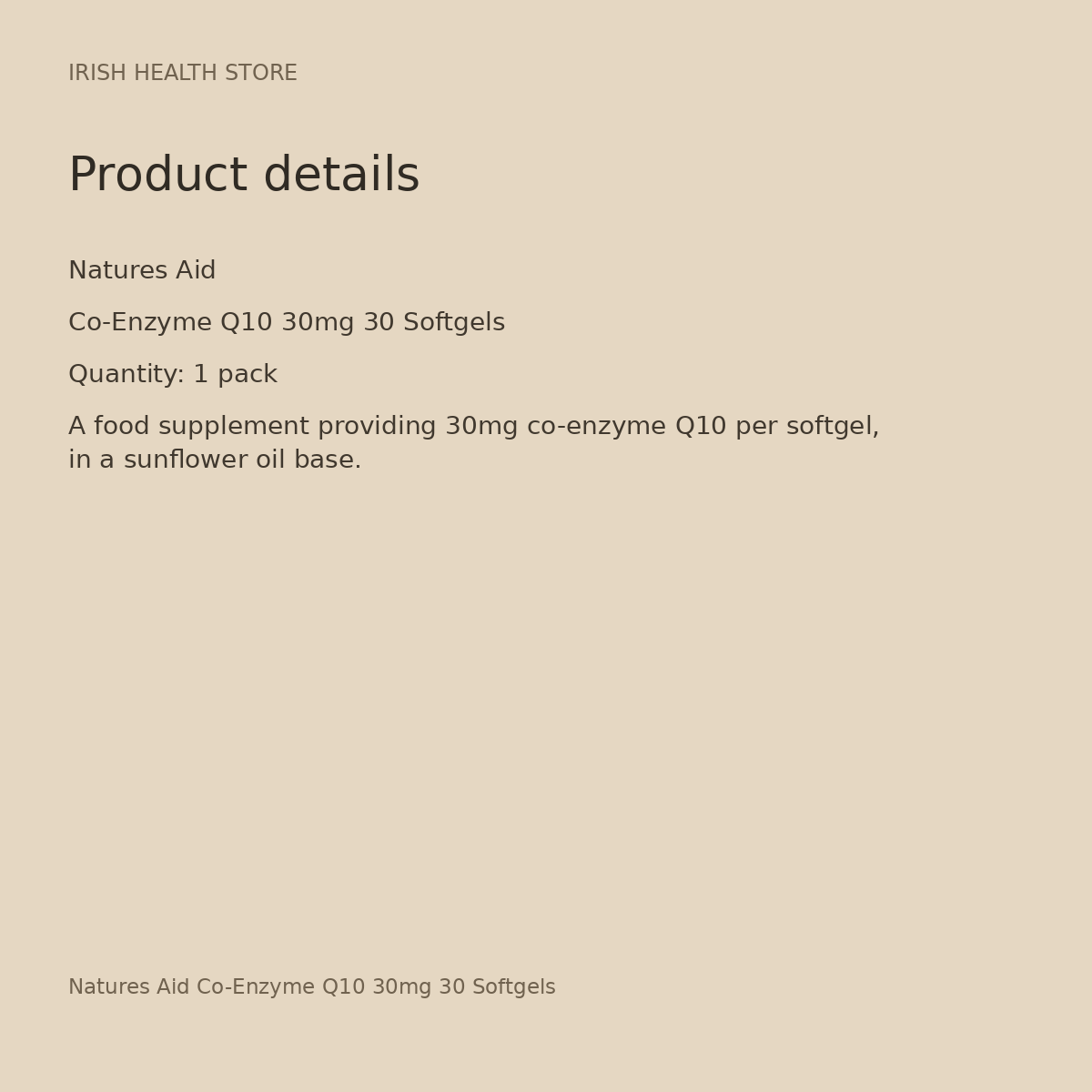 Natures Aid Co-Enzyme Q10 30mg 30 Softgels product details