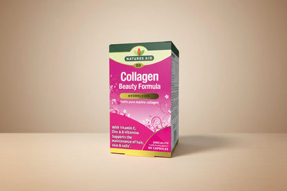 Natures Aid Collagen Beauty – Front of bottle with 90 capsules