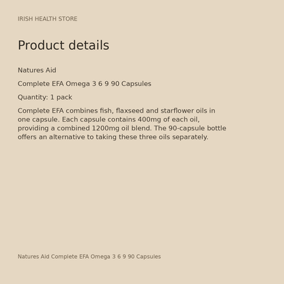 Natures Aid Complete EFA Omega 3 6 9 90 Capsules product details