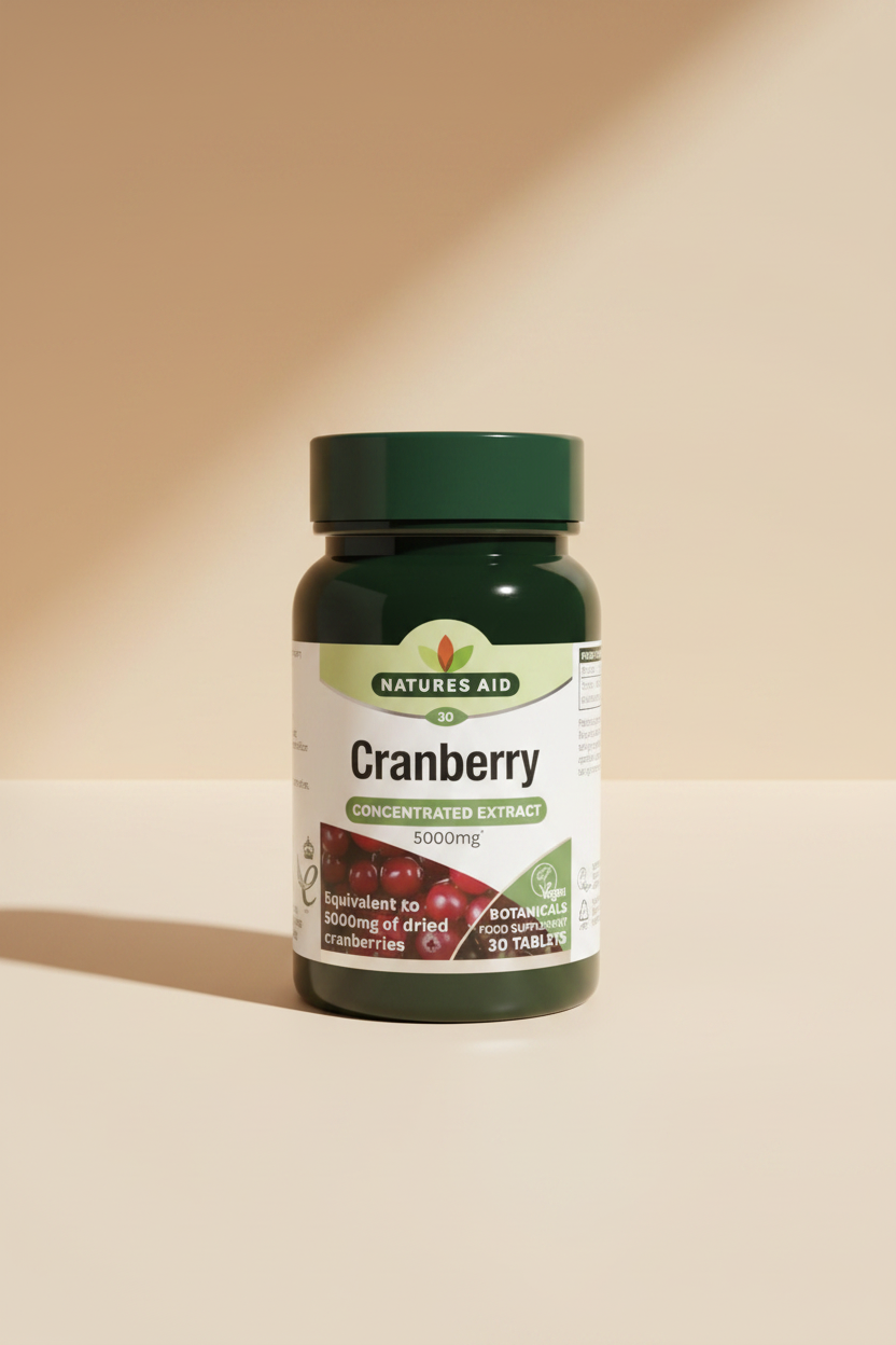 Natures Aid Cranberry Concentrated Extract supplement bottle on a white background