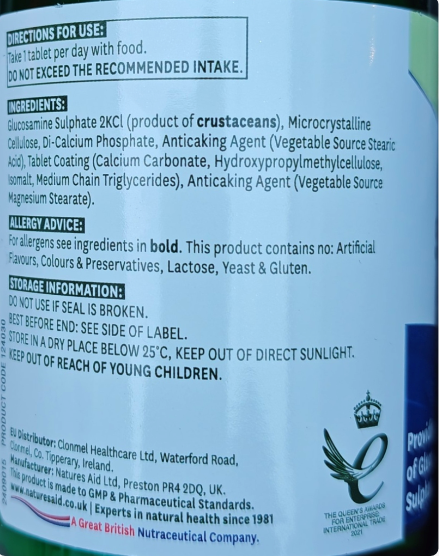 Back of a supplement bottle label with directions, ingredients, and storage information.