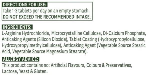 Product label with directions for use, ingredients, and allergy advice.