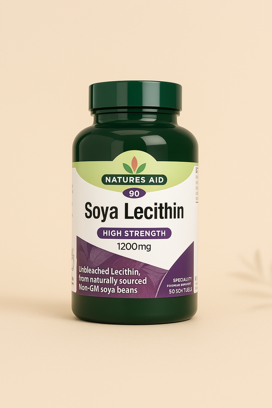 Front view of Natures Aid Lecithin 1200mg – 90 Capsules bottle
