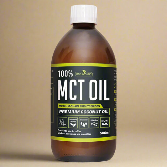  Front view of Natures Aid 100% Pure MCT Oil – 500ml bottle