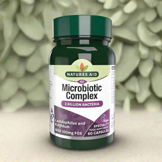 Natures Aid Probiotic Complex with Bifidus & FOS 60 Capsules Front Label