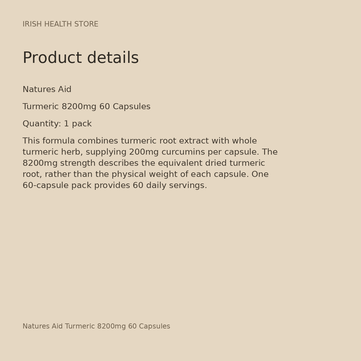Natures Aid Turmeric 8200mg 60 Capsules product details
