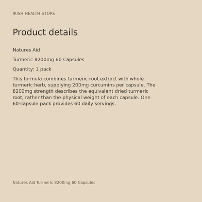 Natures Aid Turmeric 8200mg 60 Capsules product details
