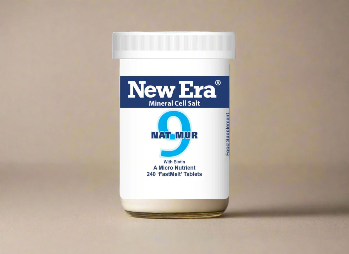 New Era No. 9 Nat. Mur. Mineral Cell Salt 240 Tablets bottle