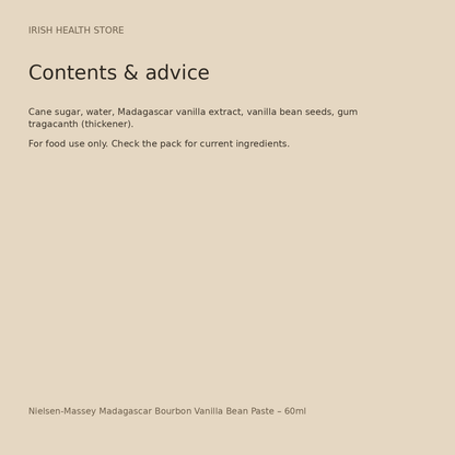 Nielsen-Massey Madagascar Bourbon Vanilla Bean Paste – 60ml ingredients and advice