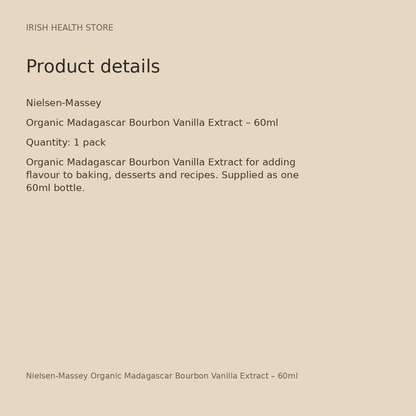 Nielsen-Massey Organic Madagascar Bourbon Vanilla Extract – 60ml product details